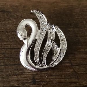 Vintage FAF Swan Rhinestone Brooch